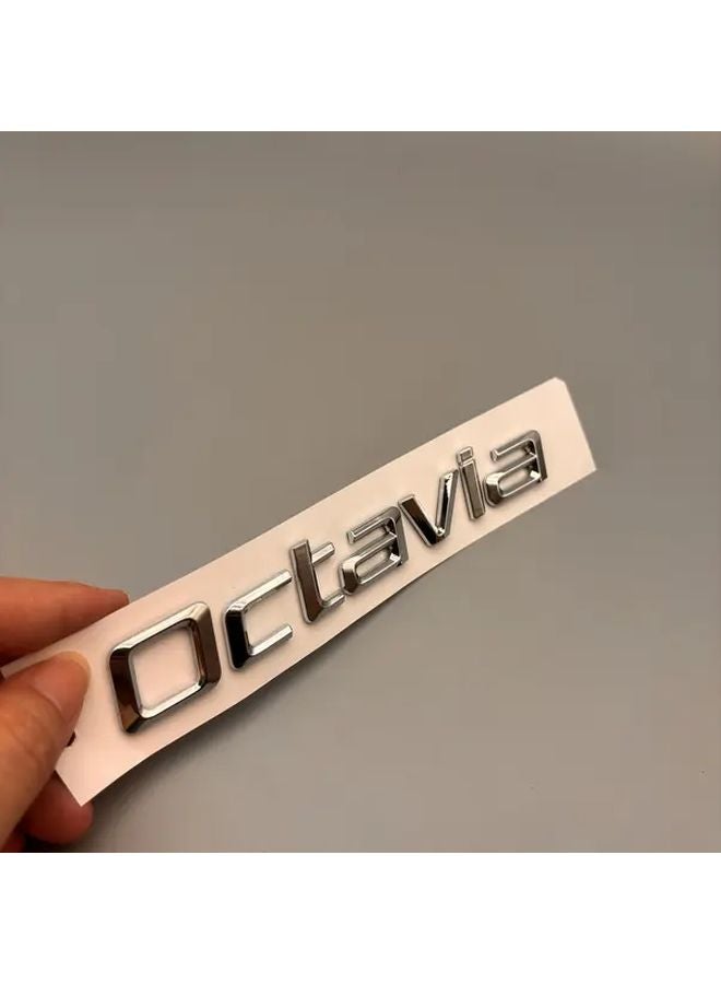 Skoda Octavia Trunk Emblem Silvery Color Easy Install Adhesive Strips Car Accessory - Image 2